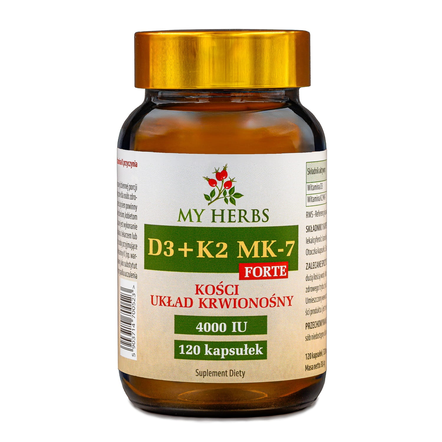 My Herbs D3 + K2 MK-7 FORTE 4000 IU – 120 Kapsułek