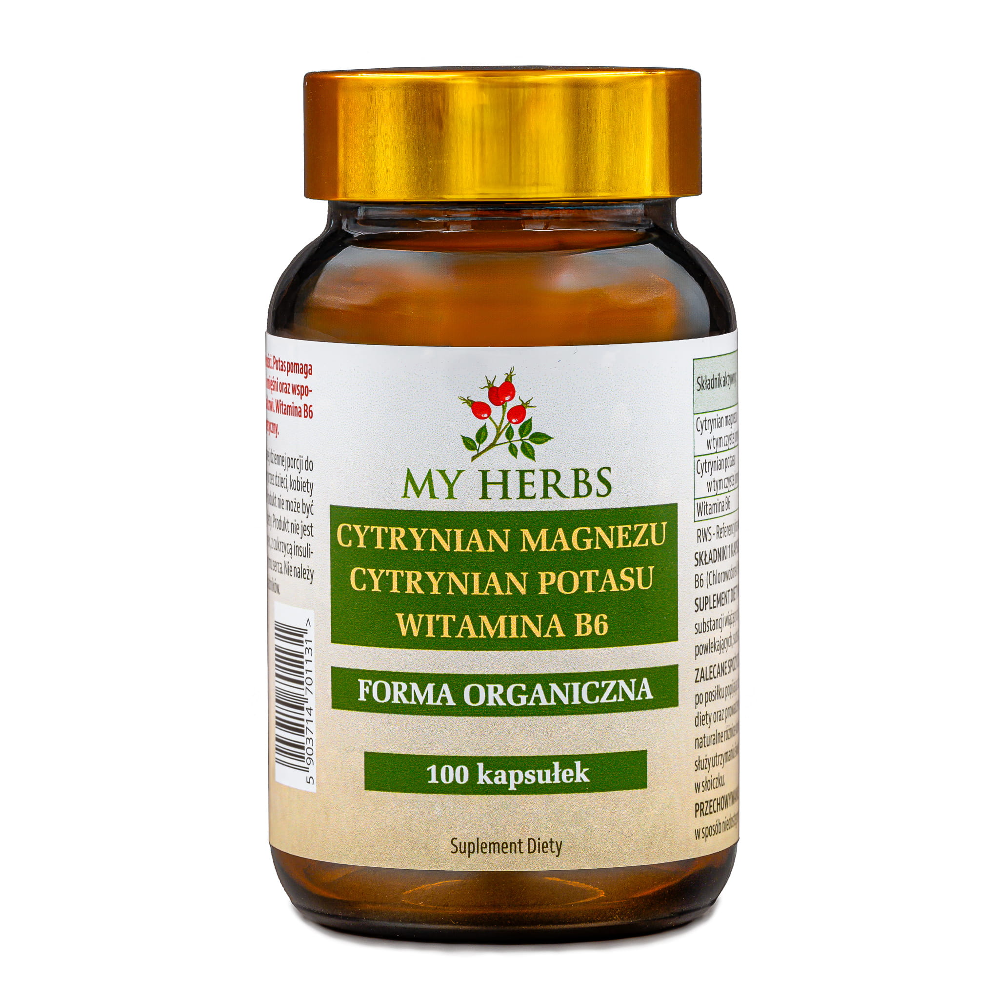 My Herbs Cytrynian Magnezu + Cytrynian Potasu + Witamina B6 – 100 Kapsułek