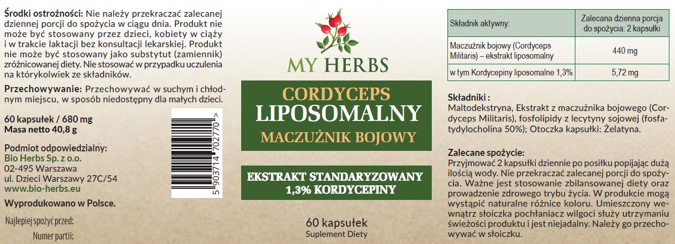 Cordyceps Liposomalny My Herbs – skład i sposób użycia