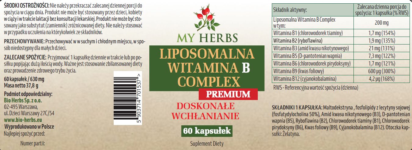 Liposomalna Witamina B Complex My Herbs – skład i sposób użycia