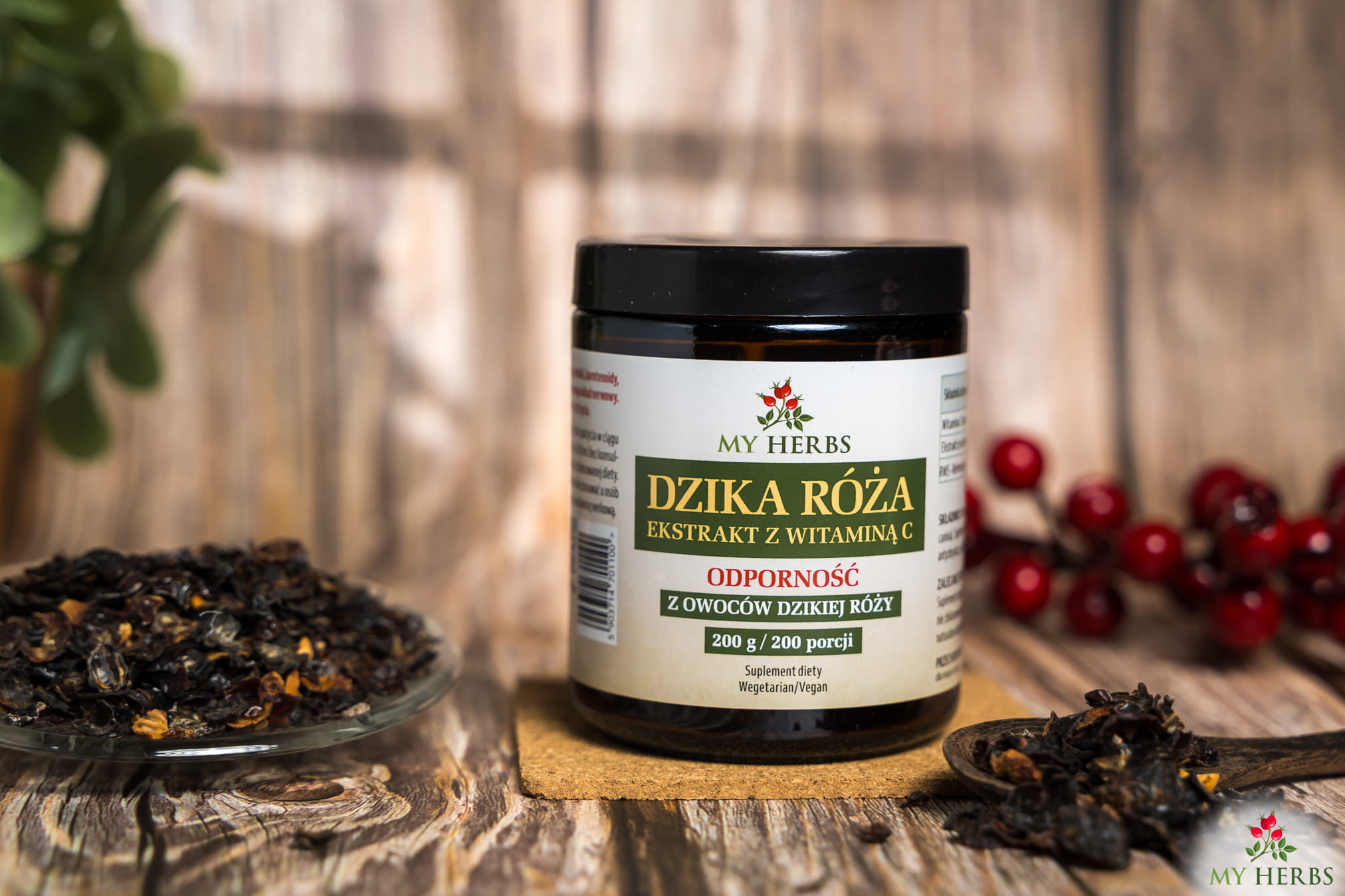 Dzika Róża Ekstrakt z Witaminą C 200 g My Herbs – aranżacja