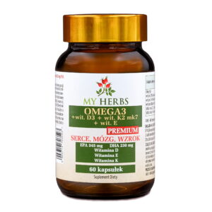 Gold Omega 3 D3 K2 MK7 Witamina E My Herbs 60 kapsułek