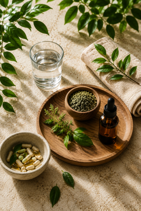 Natural wellness composition with herbal elements_pionowe